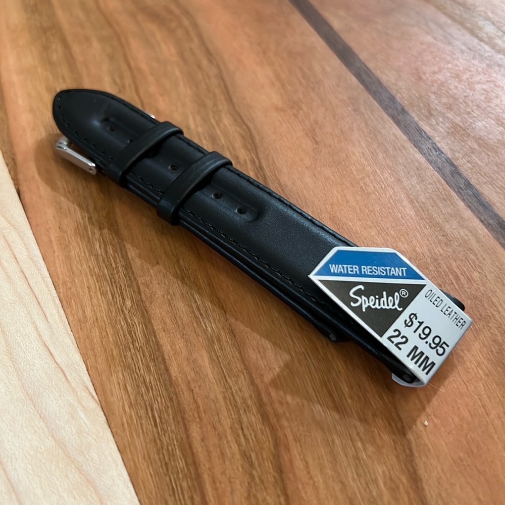 Speidel 22mm Black Oiled Leather Watch Band
